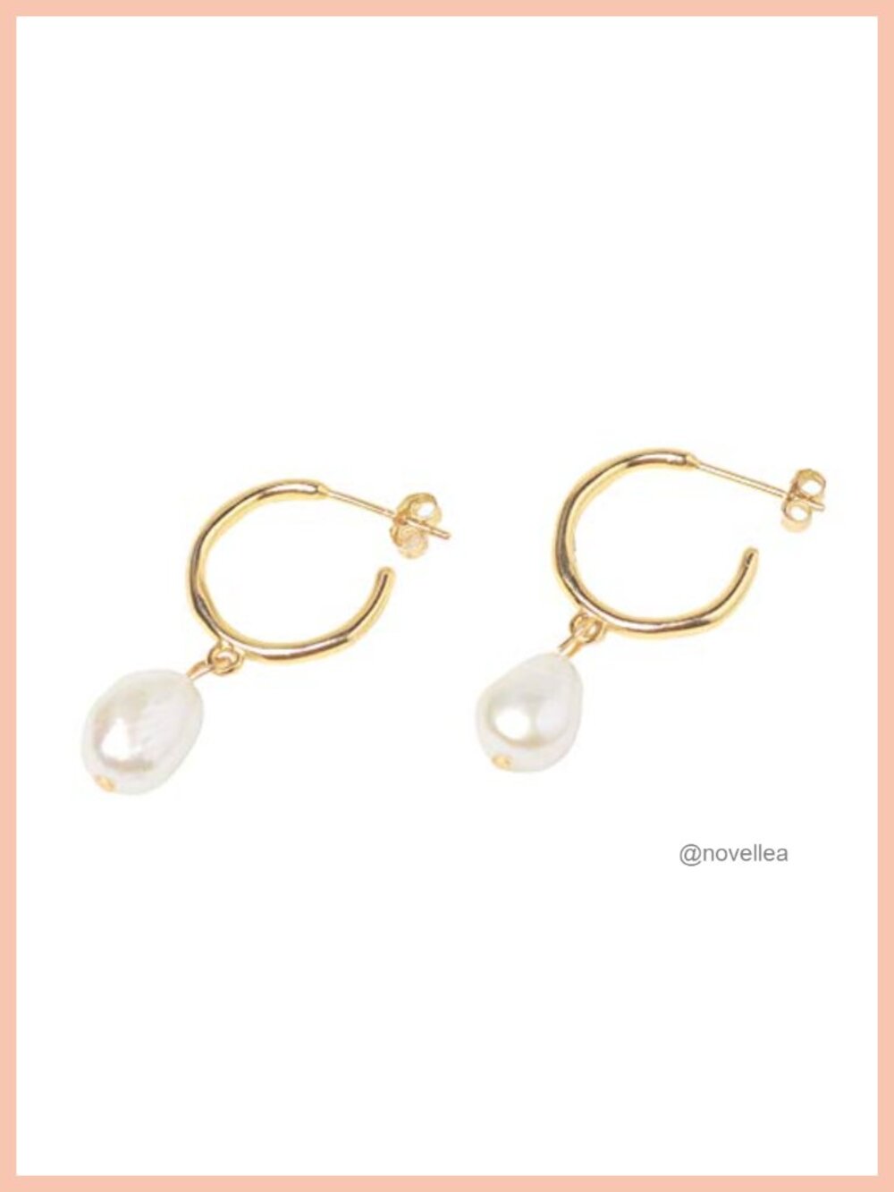 18K Gold Plated Silver Pearl Hoop Earrings for Women, Lightweight Open Hoop